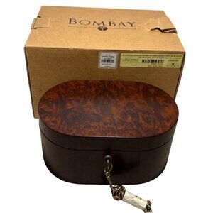 Bombay Wooden Locking Box Watch Jewelry Valet Classic New